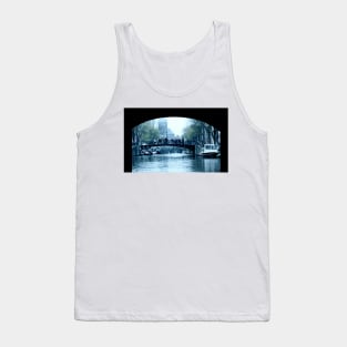 Amsterdam city view of canals bridge and buildings Tank Top